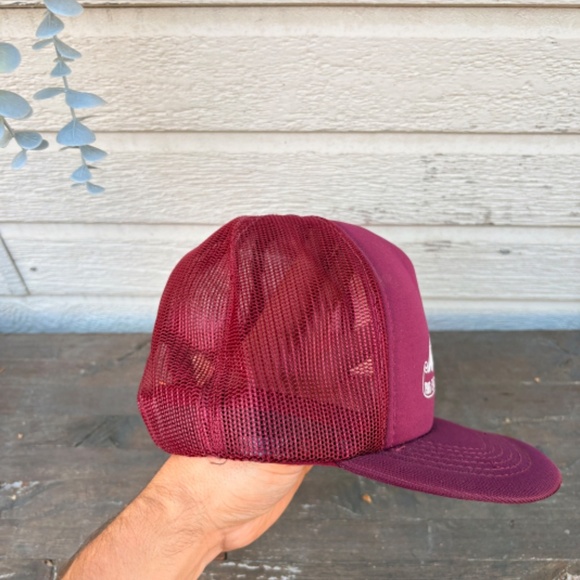 Vintage 1986 ELKS CORBY PLAYDOWNS hunting hat burgundy trucker snapback mesh - Picture 3 of 5